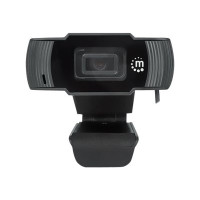 Produktbild för Manhattan USB Webcam, Two Megapixels (Clearance Pricing), 1080p Full HD, USB-A, Integrated Microphone, Adjustable Clip Base, 30 frame per second, Black, Three Year Warranty, Box - webbkamera