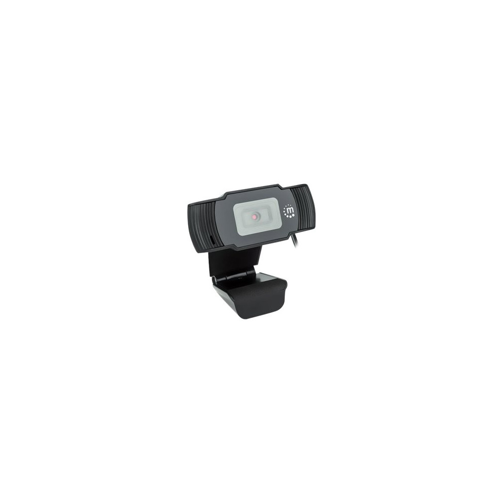 Produktbild för Manhattan USB Webcam, Two Megapixels (Clearance Pricing), 1080p Full HD, USB-A, Integrated Microphone, Adjustable Clip Base, 30 frame per second, Black, Three Year Warranty, Box - webbkamera