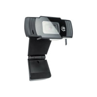 Produktbild för Manhattan USB Webcam, Two Megapixels (Clearance Pricing), 1080p Full HD, USB-A, Integrated Microphone, Adjustable Clip Base, 30 frame per second, Black, Three Year Warranty, Box - webbkamera