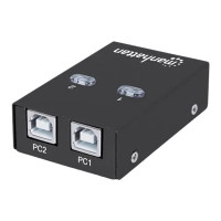 Produktbild för Manhattan USB-A Automatic Sharing Switch, 2x USB-B Ports, 480 Mbps (USB 2.0), Dual Control (Auto-Sensing or Manual), Bus Powered, Hi-Speed USB, inc 1x 1.5m USB-A to USB-B cable, Black, Three Year Warranty, Blister - USB-växel - 2 portar
