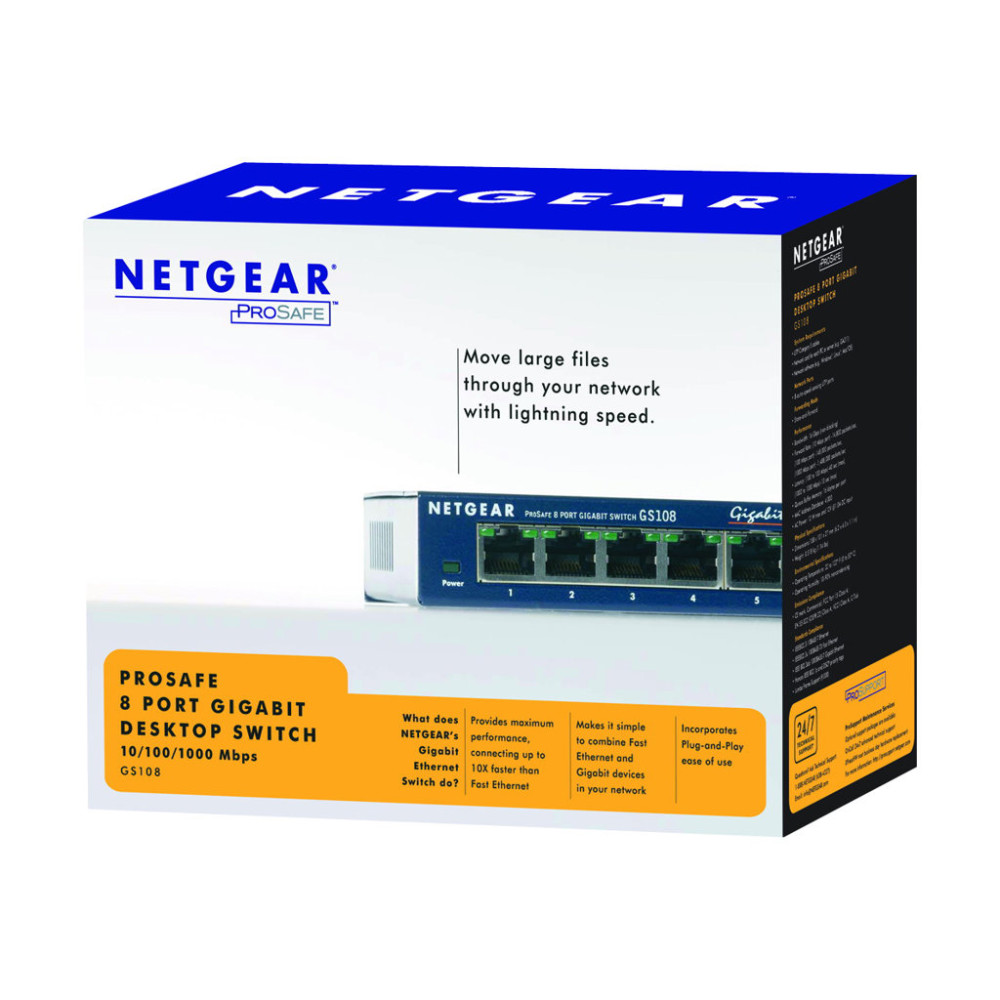 Produktbild för NETGEAR GS108 - switch - 8 portar