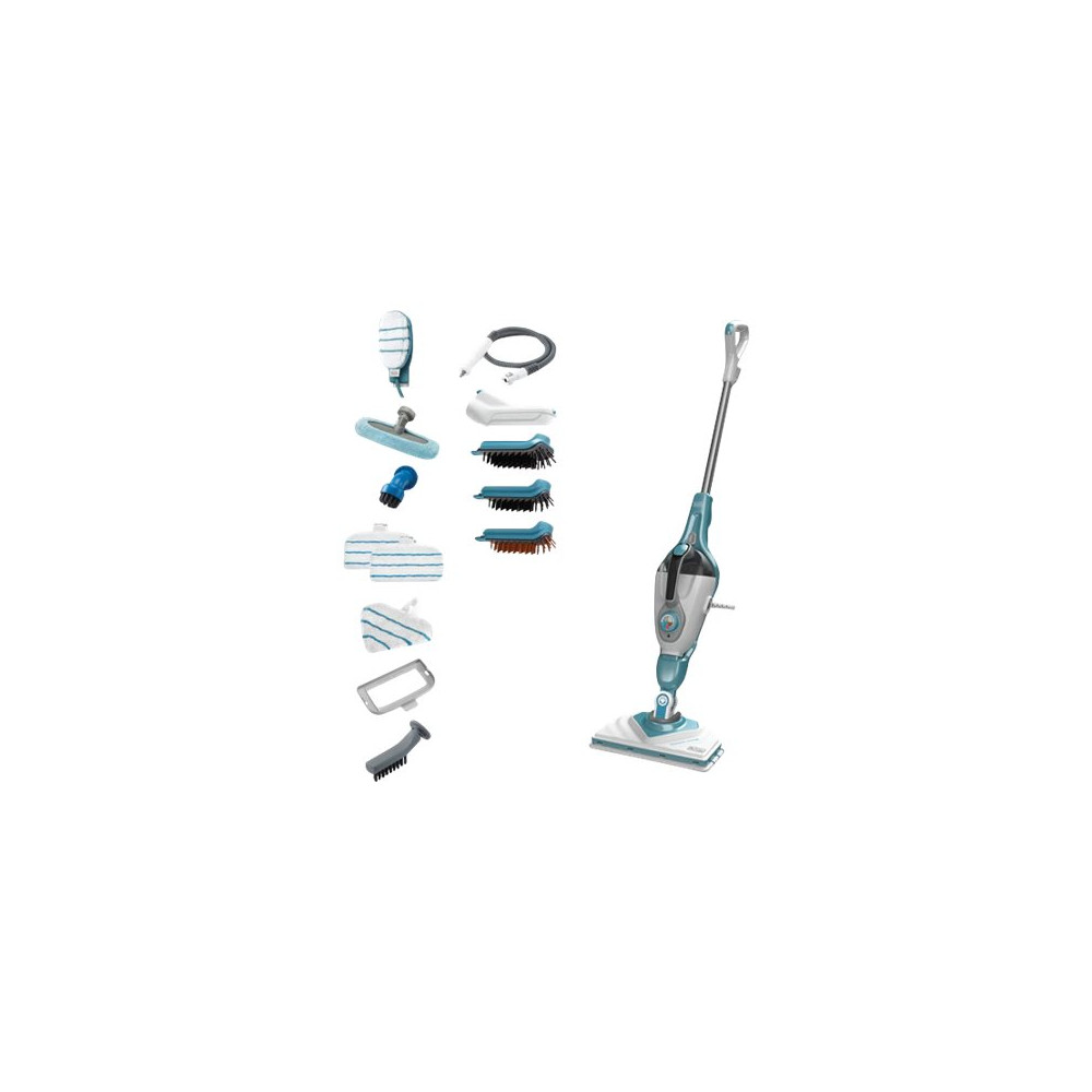Produktbild för BLACK+DECKER steam-mop BHSM1610DSM - ångdammsugare - skaft/handhållen - vit/aqua