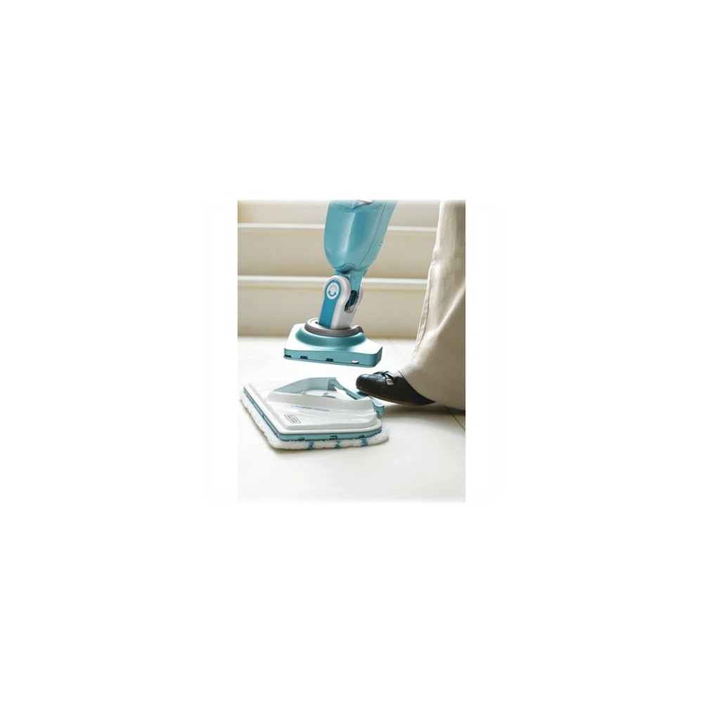 Produktbild för BLACK+DECKER steam-mop BHSM1610DSM - ångdammsugare - skaft/handhållen - vit/aqua