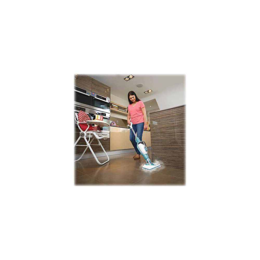 Produktbild för BLACK+DECKER steam-mop BHSM1610DSM - ångdammsugare - skaft/handhållen - vit/aqua