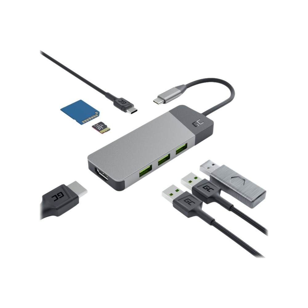 Produktbild för Green Cell HUBGC01 - dockningsstation - USB-C - HDMI