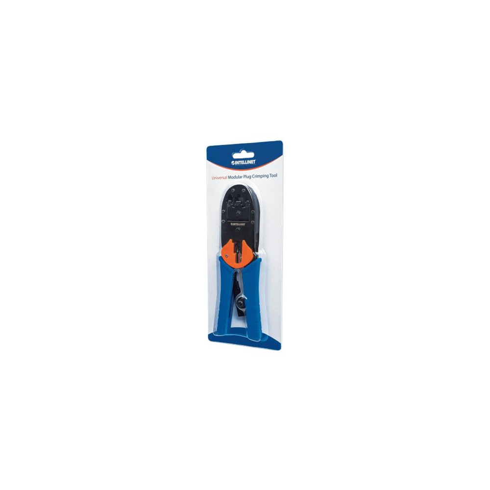 Produktbild för Intellinet Universal Modular Plug Crimping Tool, For RJ45, RJ12 and RJ11 modular plugs - hopfalsningsverktyg