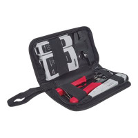 Produktbild för Intellinet 4-Piece Network Tool Kit, 4 Tool Network Kit Composed of LAN Tester, LSA punch down tool, Crimping Tool and Cut and Stripping tool - verktygssats för nätverk
