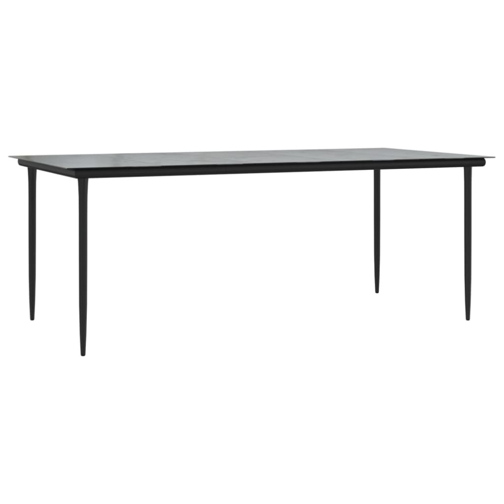 Produktbild för Trädgårdsbord svart 200x100x74 cm härdat glas