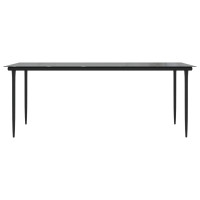 Produktbild för Trädgårdsbord svart 200x100x74 cm härdat glas