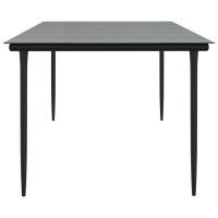 Produktbild för Trädgårdsbord svart 200x100x74 cm härdat glas