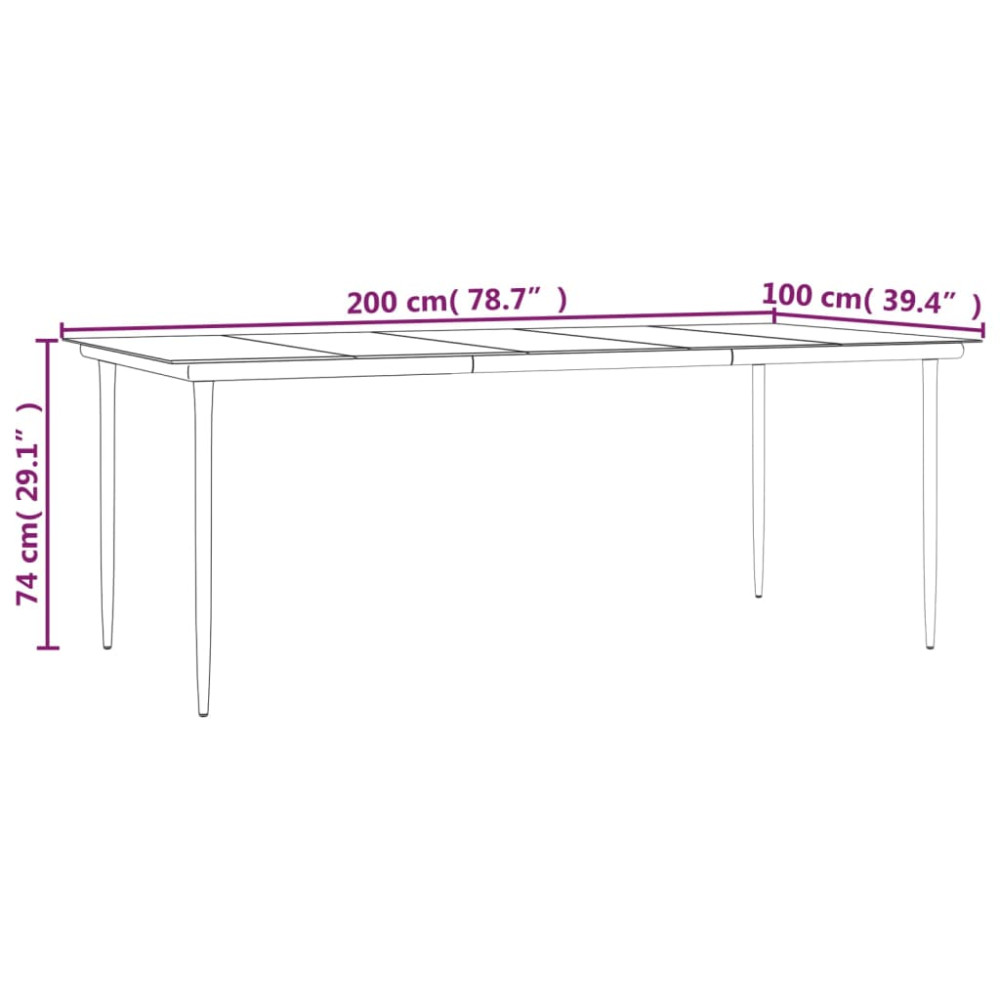 Produktbild för Trädgårdsbord svart 200x100x74 cm härdat glas