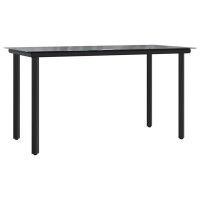 Produktbild för Trädgårdsbord svart 200x100x74 cm härdat glas