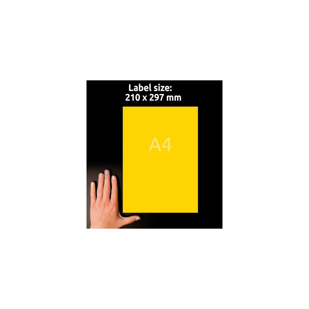 Produktbild för Etikett AVERY neongul 210x297mm 100/fp