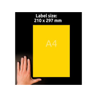 Produktbild för Etikett AVERY neongul 210x297mm 100/fp