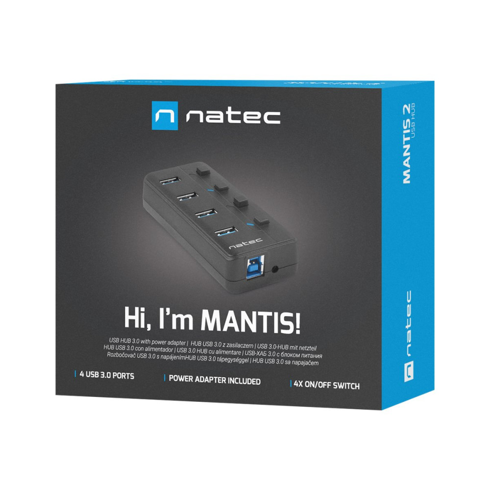 Produktbild för Natec MANTIS 2 - hubb - 4 portar