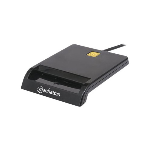 Manhattan Manhattan USB-A Contact Smart Card Reader, 12 Mbps, Friction type compatible, External, Windows or Mac, Cable 105cm, Black, Three Year Warranty, Blister - SMART-kortläsare - USB