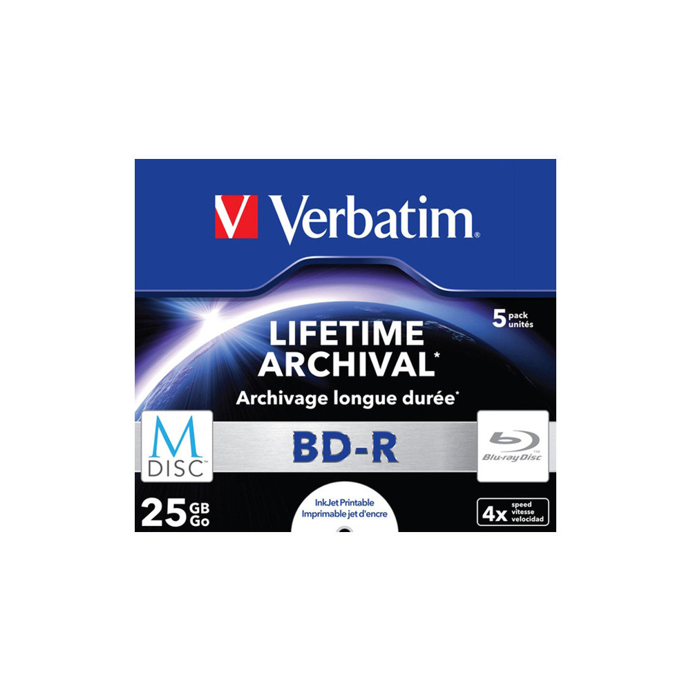 Produktbild för Verbatim M-Disc - BD-R x 5 - 25 GB - lagringsmedier