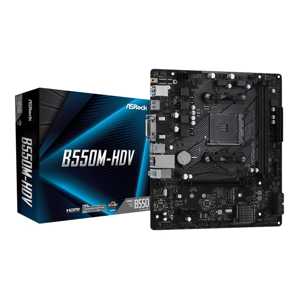 Produktbild för ASRock B550M-HDV - moderkort - micro ATX - Socket AM4 - AMD B550