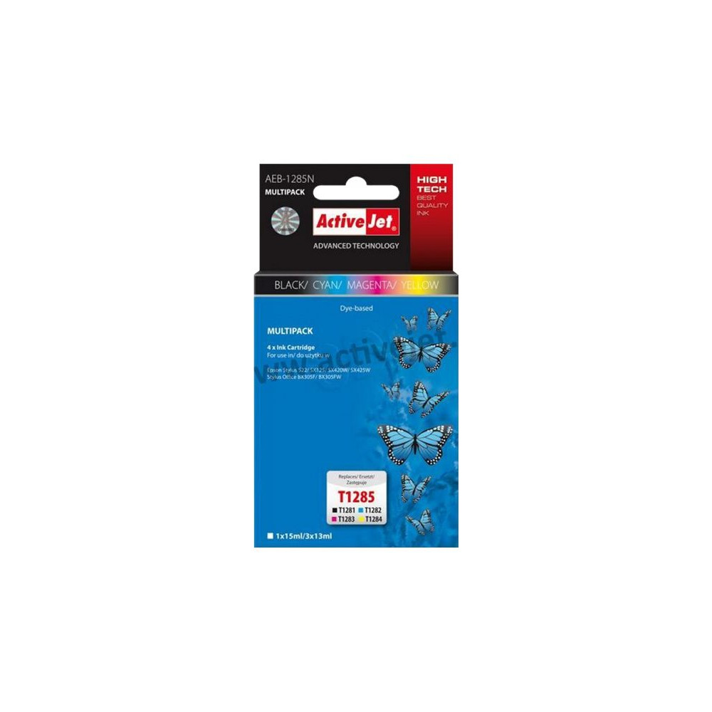 Produktbild för ActiveJet AEB-1285N Supreme - 4-pack - gul, cyan, magenta - kompatibel - bläckpatron (alternativ för: Epson T1285)