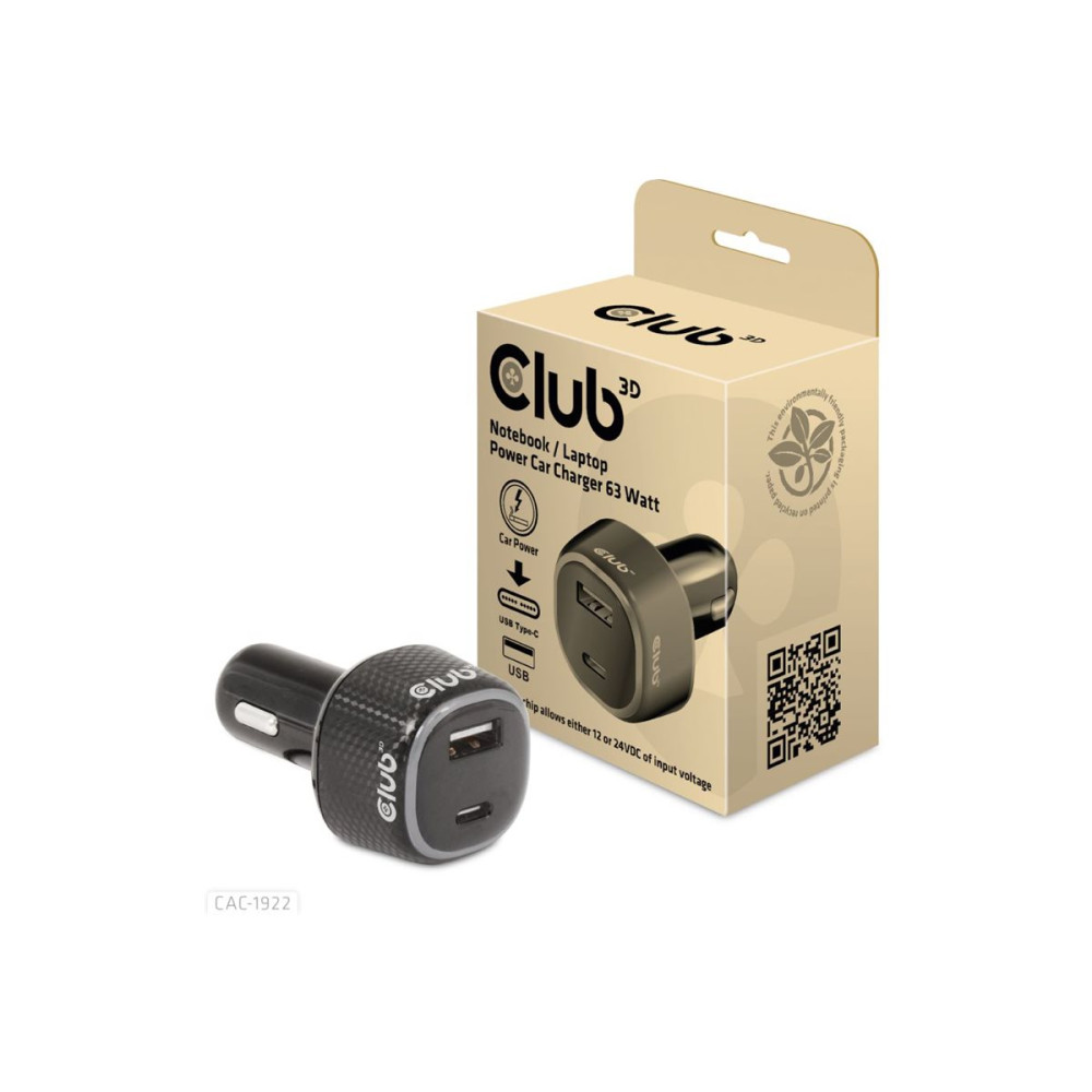 Produktbild för Club 3D - strömadapter för bil - 63 Watt