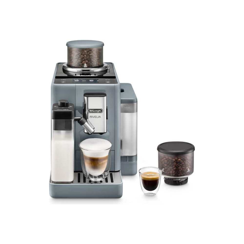 Produktbild för De'Longhi Rivelia EXAM440.55.G - automatisk kaffekokare med mjölkskummare - 19 bar - stengrå