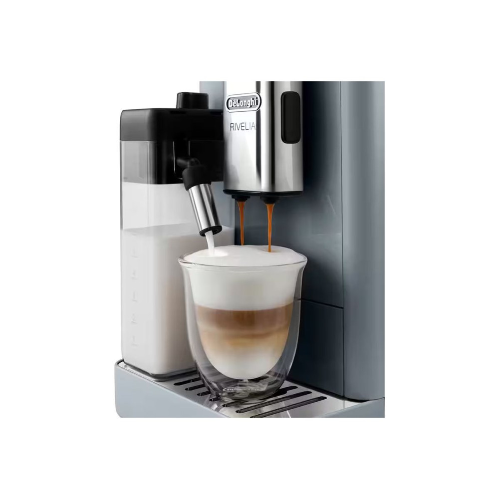 Produktbild för De'Longhi Rivelia EXAM440.55.G - automatisk kaffekokare med mjölkskummare - 19 bar - stengrå