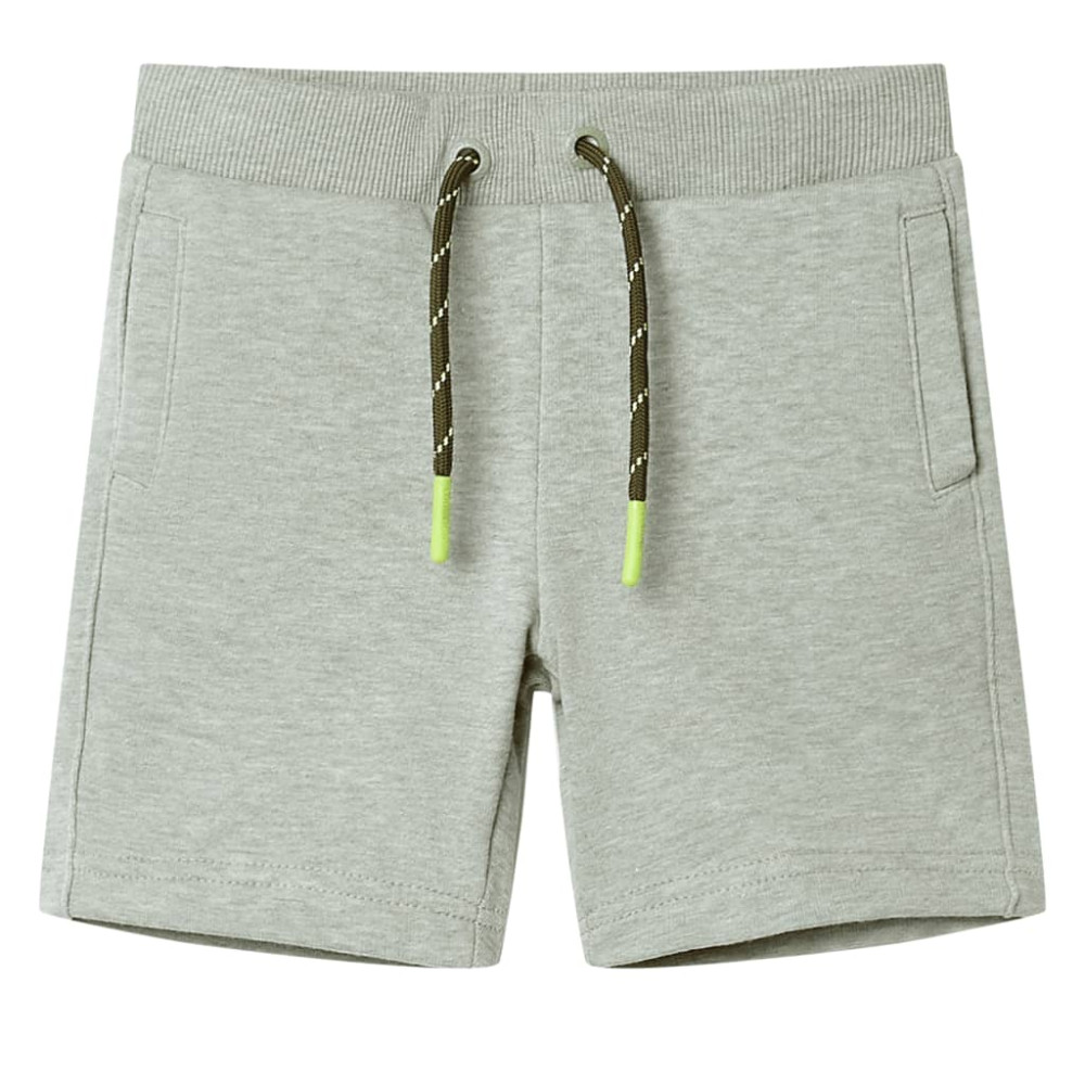 Produktbild för Barnshorts med snöre blandad ljus khaki melange 140