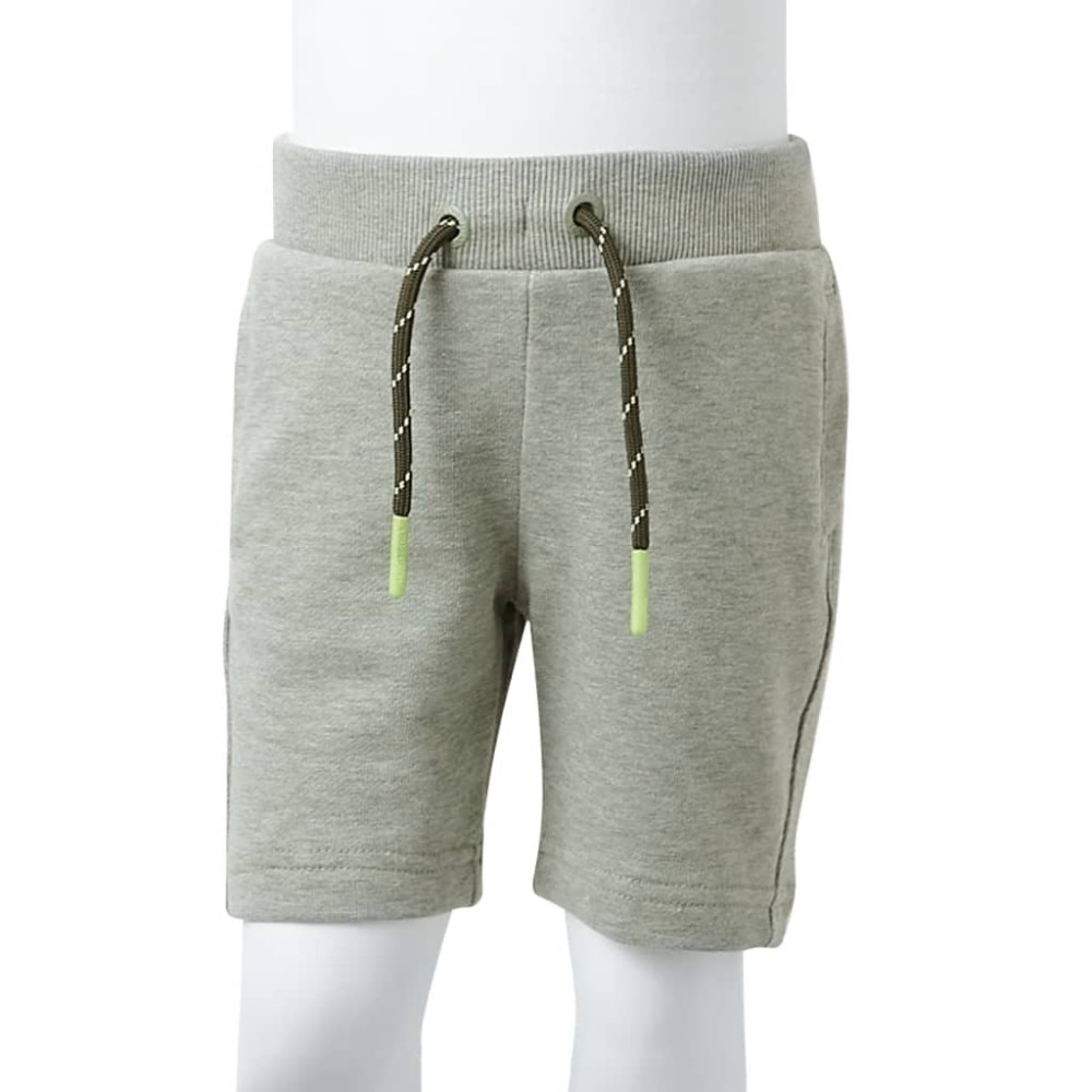 Produktbild för Barnshorts med snöre blandad ljus khaki melange 140
