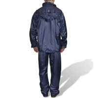 Produktbild för Herr regnställ med huva och byxa i marinblått stl. XXL