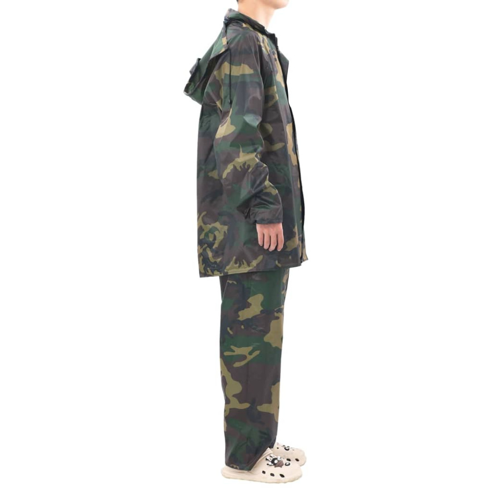 Produktbild för Regnställ med Huva Herrar Tvådelat Camouflage L