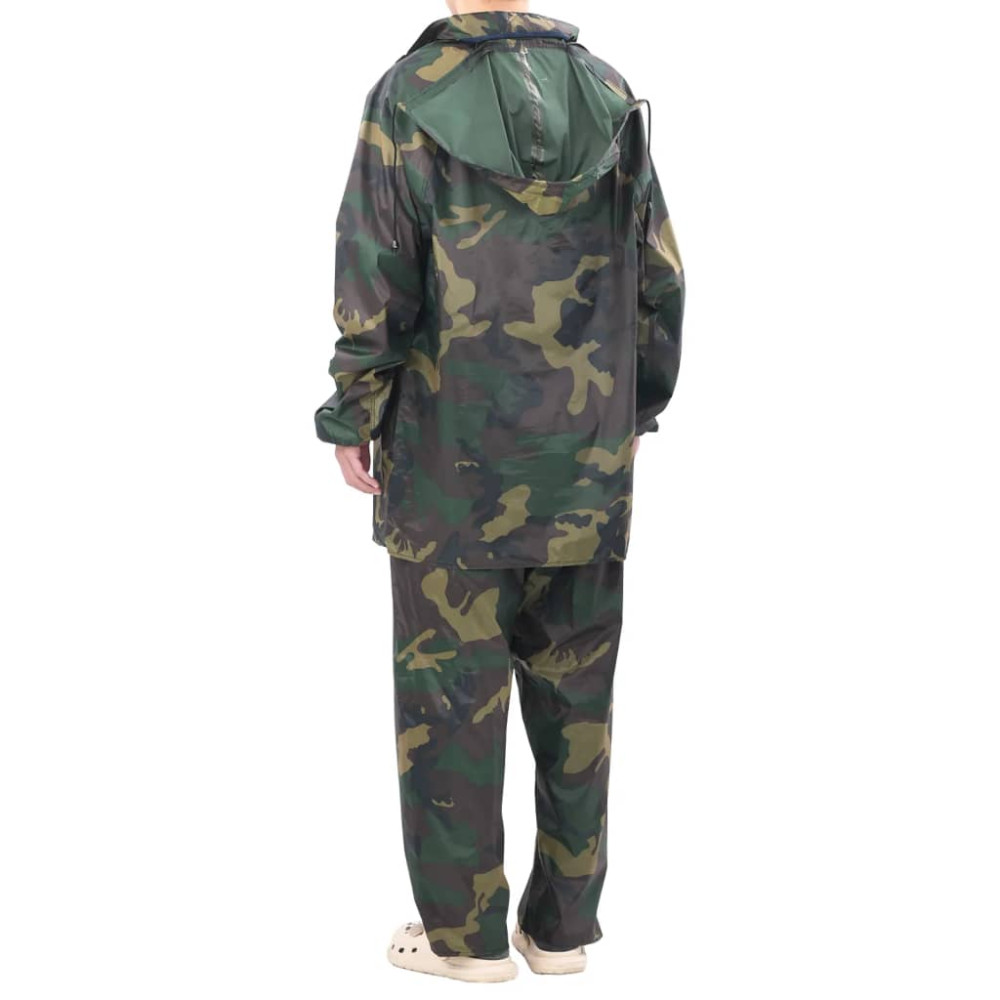 Produktbild för Regnställ med Huva Herrar Tvådelat Camouflage L
