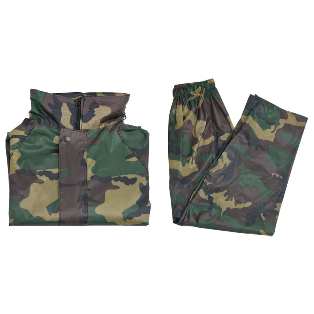 Produktbild för Regnställ med Huva Herrar Tvådelat Camouflage L
