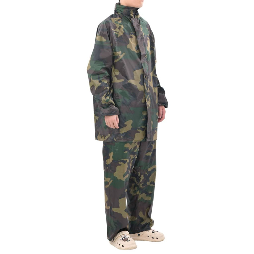 Produktbild för Regnställ med Huva Herrar Tvådelat Camouflage XL