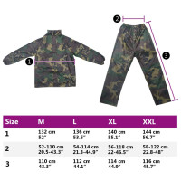 Produktbild för Regnställ med Huva Herrar Tvådelat Camouflage XL