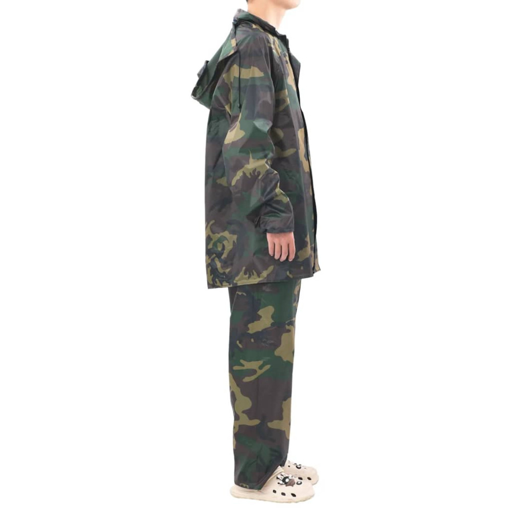 Produktbild för Regnställ med Huva Herrar Tvådelat Camouflage XL