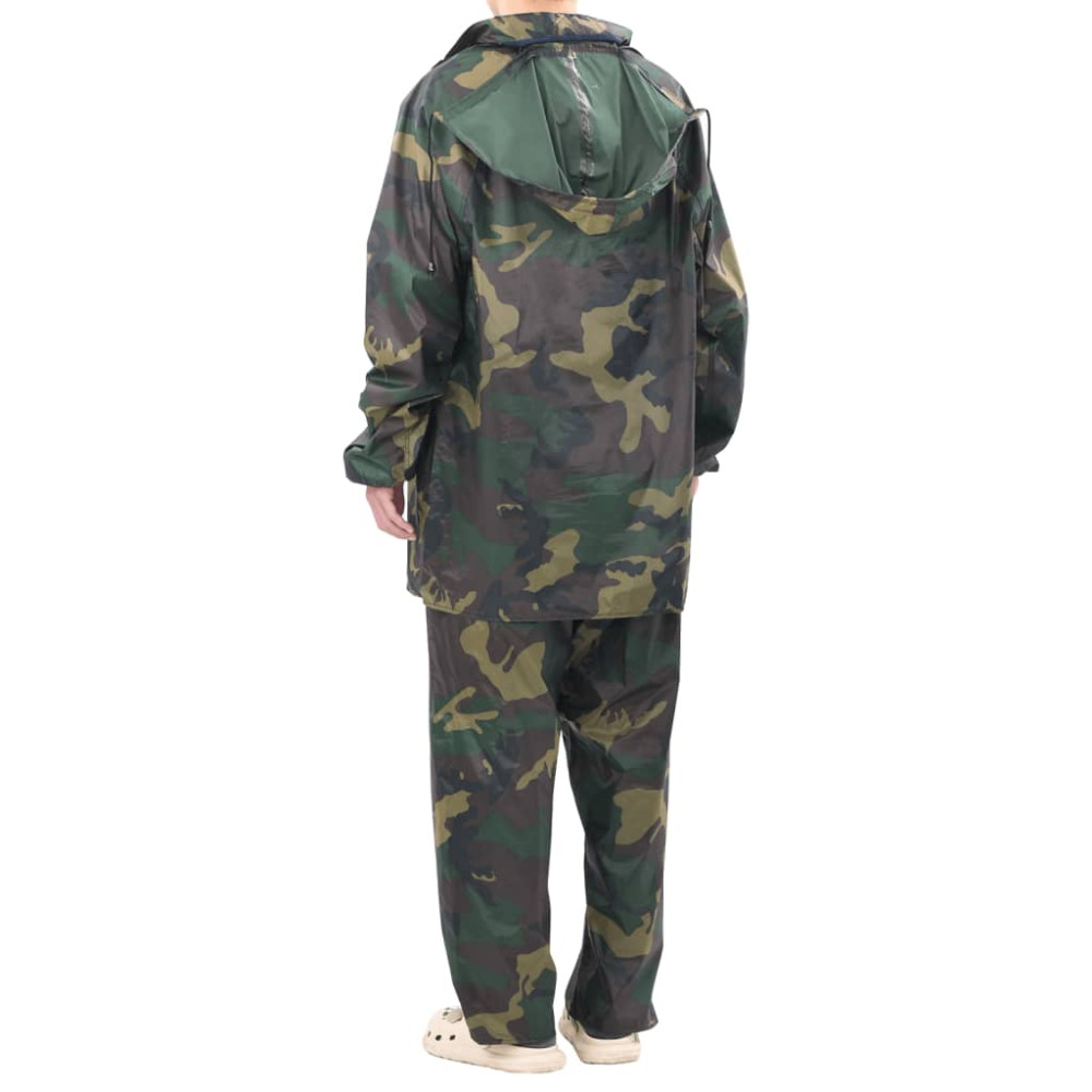 Produktbild för Regnställ med Huva Herrar Tvådelat Camouflage XL