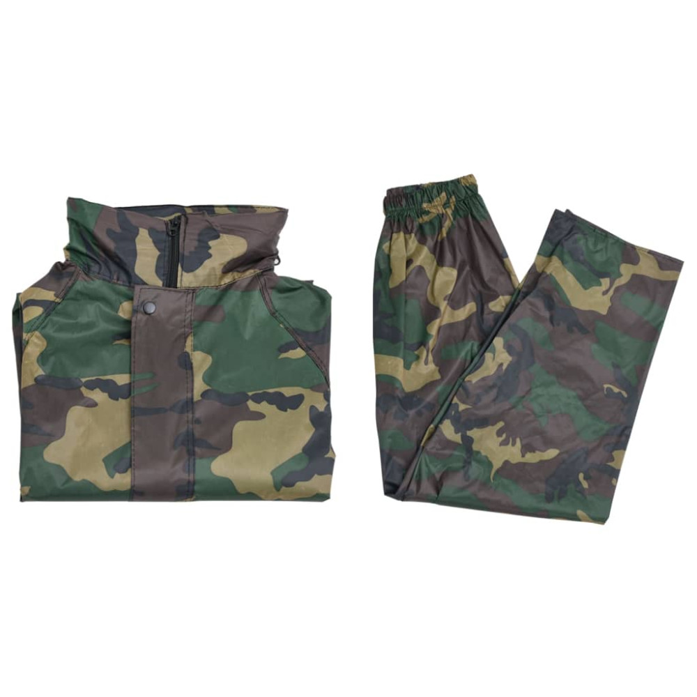 Produktbild för Regnställ med Huva Herrar Tvådelat Camouflage XL