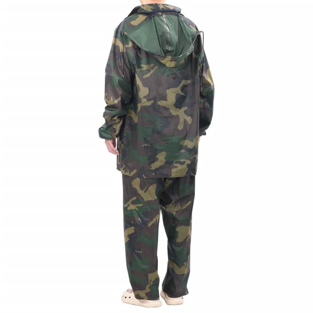 Produktbild för Regnställ med Huva Herrar Tvådelat Camouflage XXL