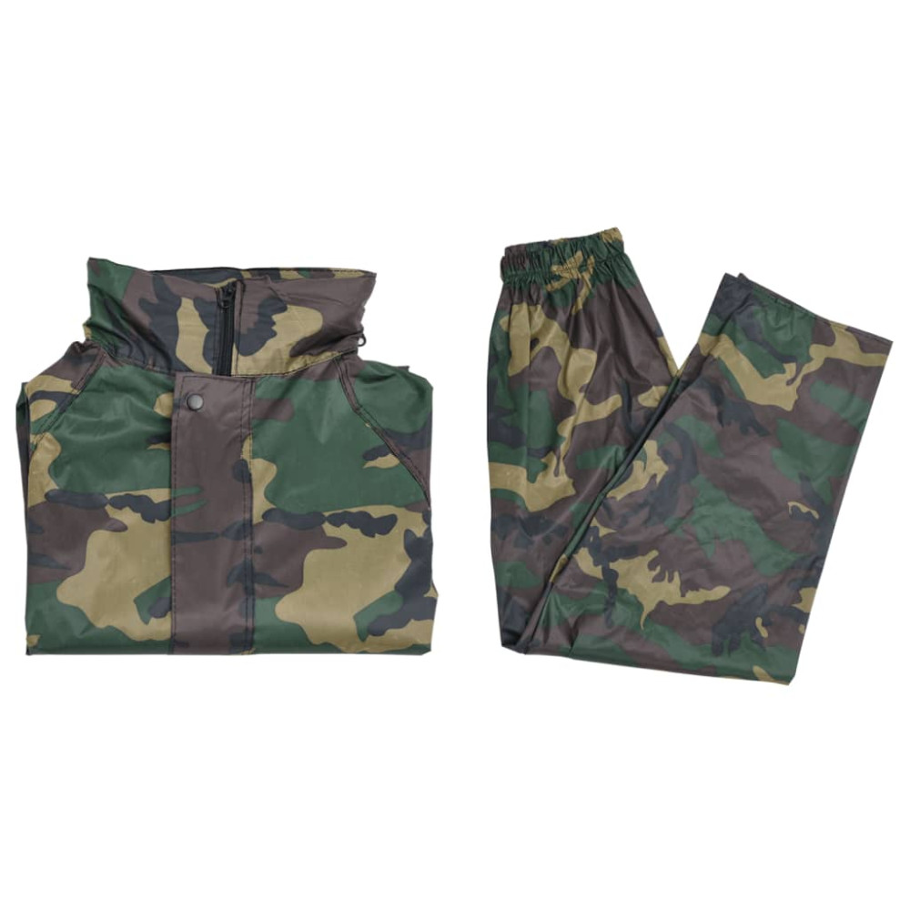 Produktbild för Regnställ med Huva Herrar Tvådelat Camouflage XXL