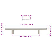 Produktbild för Skåphandtag 10 st silver 160 mm rostfritt stål
