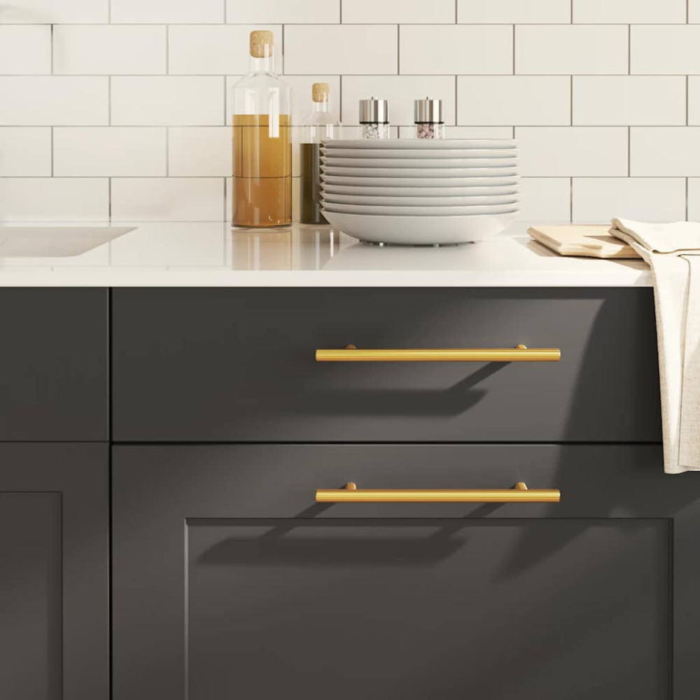 Produktbild för Skåphandtag 10 st guld 160 mm rostfritt stål