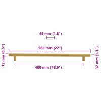 Produktbild för Skåphandtag 5 st guld 480 mm rostfritt stål