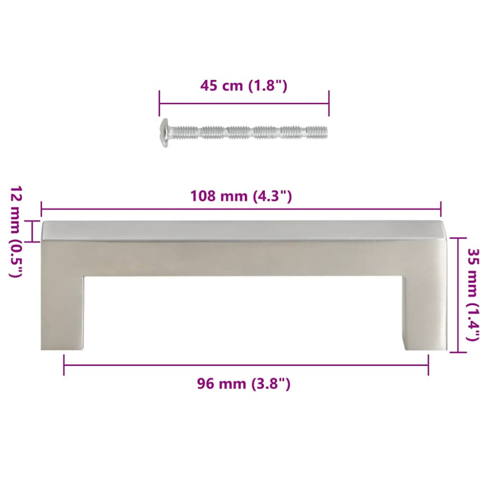 Produktbild för Skåphandtag 10 st silver 96 mm rostfritt stål