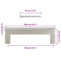 Produktbild för Skåphandtag 10 st silver 96 mm rostfritt stål