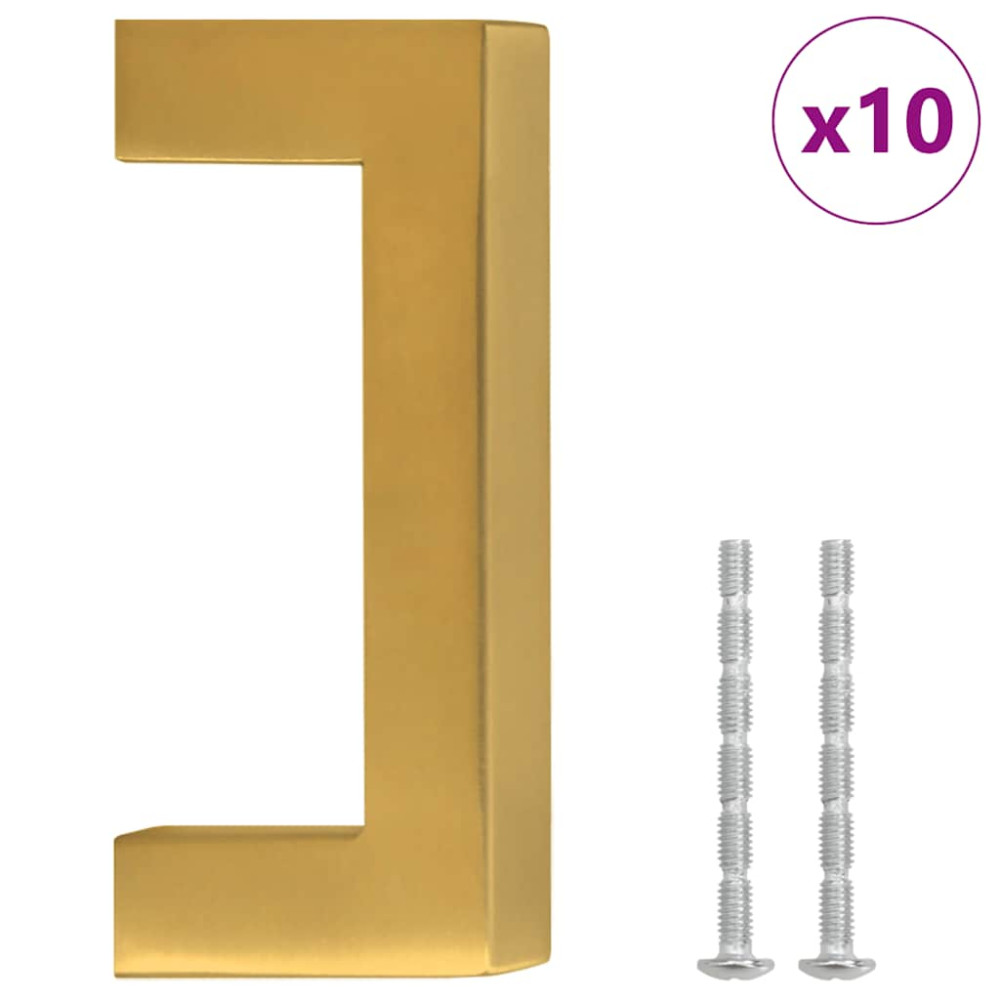 Produktbild för Skåphandtag 10 st guld 64 mm rostfritt stål