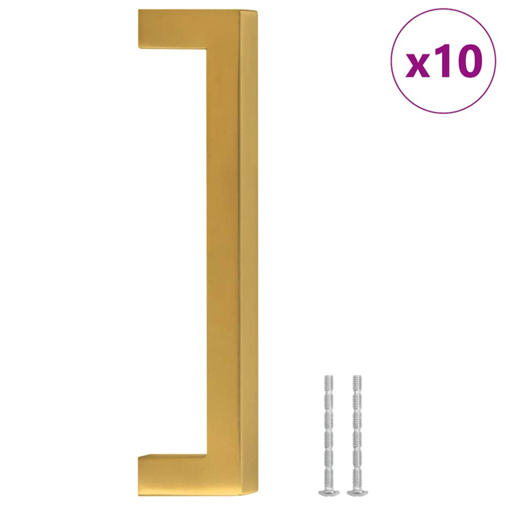Produktbild för Skåphandtag 10 st guld 128 mm rostfritt stål
