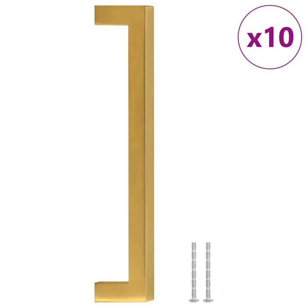 Produktbild för Skåphandtag 10 st guld 160 mm rostfritt stål