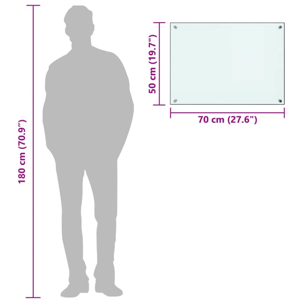 Produktbild för Stänkskydd mjölkfärgad 70x50 cm härdat glas