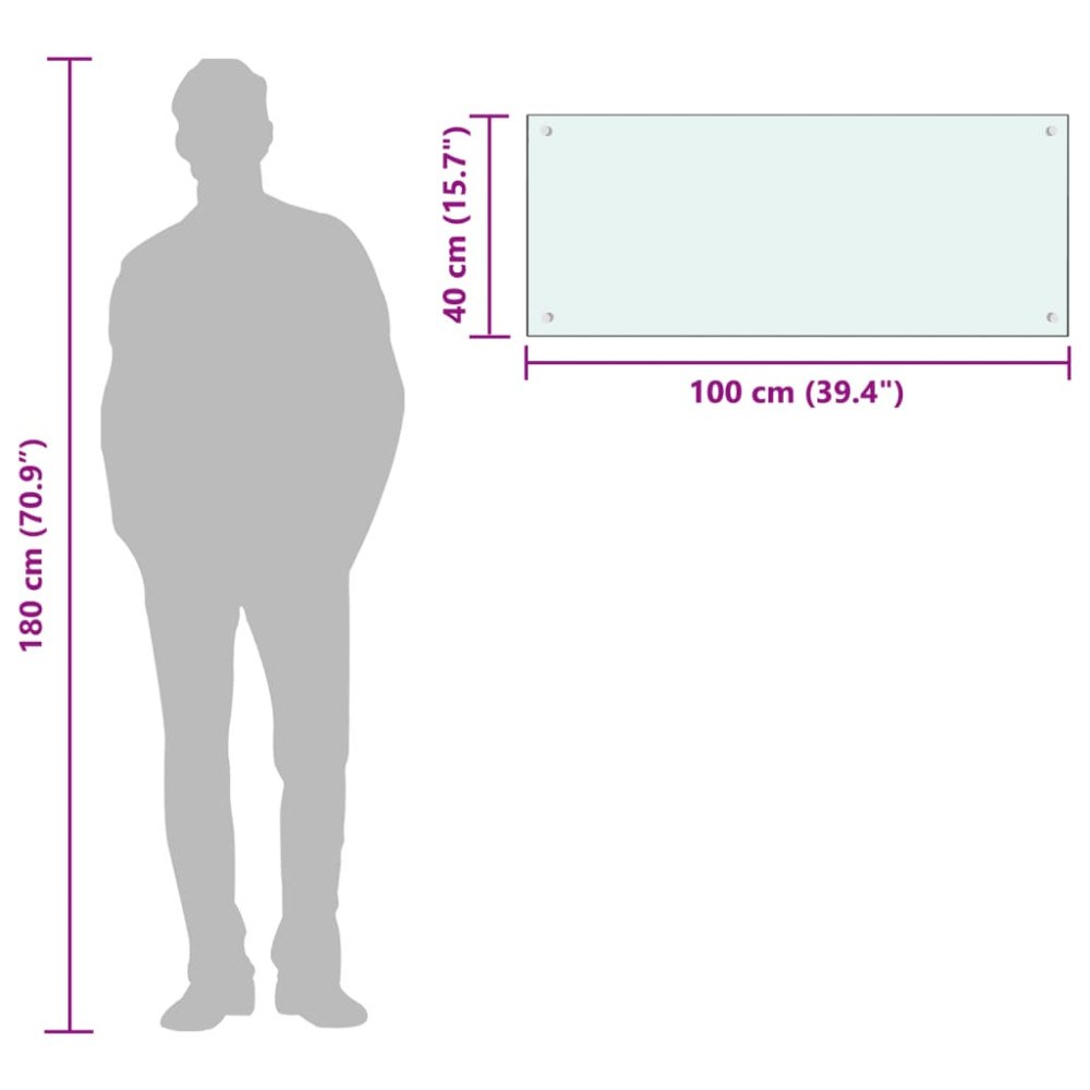 Produktbild för Stänkskydd mjölkfärgad 100x40 cm härdat glas