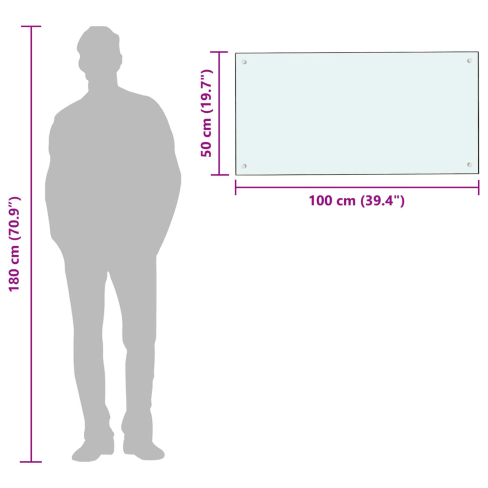 Produktbild för Stänkskydd mjölkfärgad 100x50 cm härdat glas